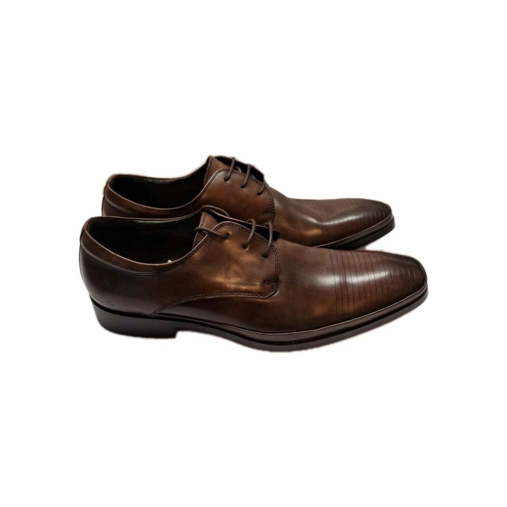 Kenneth Cole New York Derby Set Your Clock Brown Leather Round Toe Shoes Sz 10.5